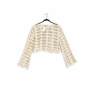 NWT Womens Top Size Large  Crochet Long Sleeve Open Knit Hippie Festival Spring